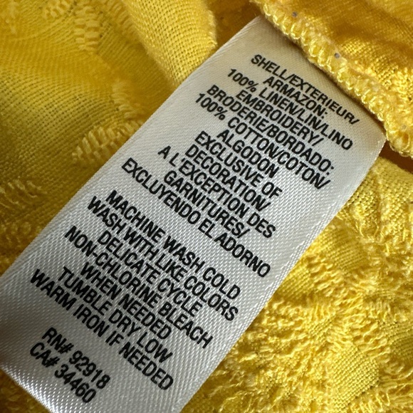 Juicy Couture Womens sz 6  Yellow Linen Sleeveless Embroidered Tunic Top Tank - Picture 4 of 7